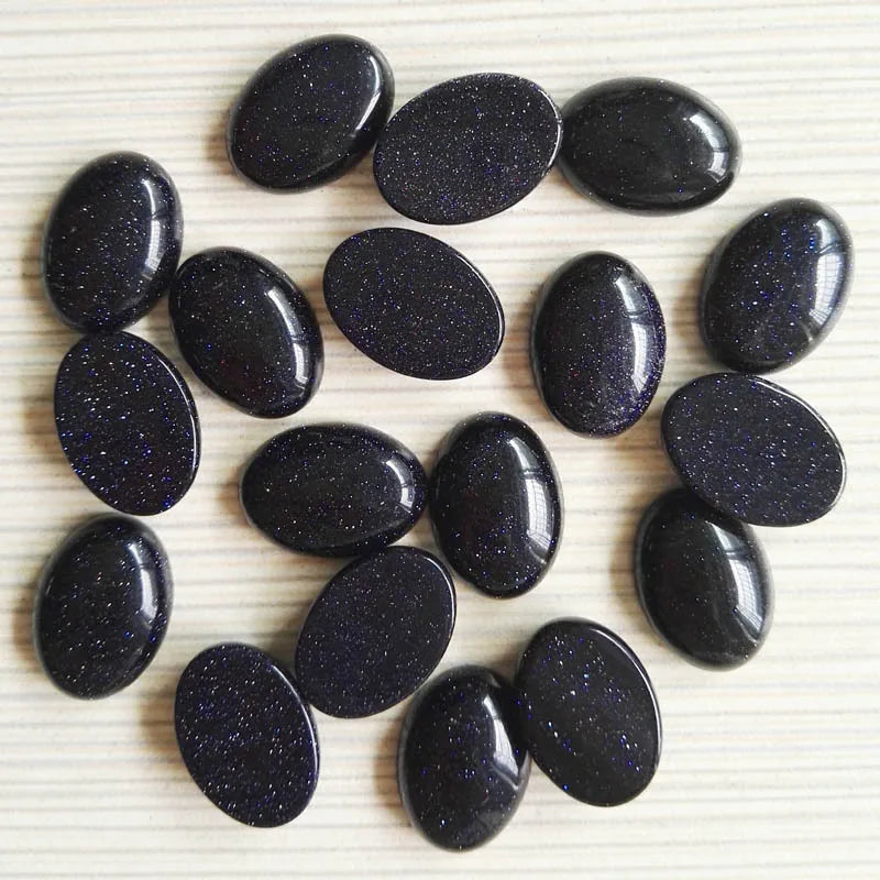 DIY Natural Loose Stone Semi Precious Gemstone 10*14mm Blue Sand Oval Cabochon for Jewelry Making Crafts