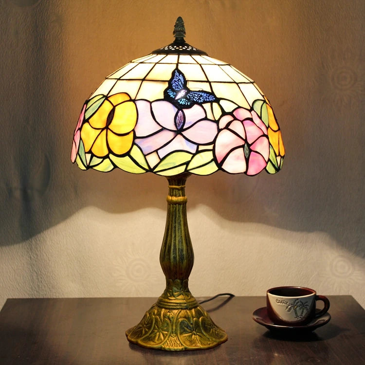 12 Inch American P Bedroom Bedside Lamp Tiffany's Stained Glass Rustic Retro bar Desk Lamp 110-240V  Bedroom Bedside Lamp