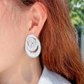 Quality Druzy CZ Crystal Pave Geometric Big Endless Round Earrings for Women High End Zirconia Wedding Prom Jewelry Accessory