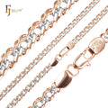 5.2mm FJ Fallon Fashion Jewelry Rombo Link Chain Plated in Rose Gold Two Tone Brass Based