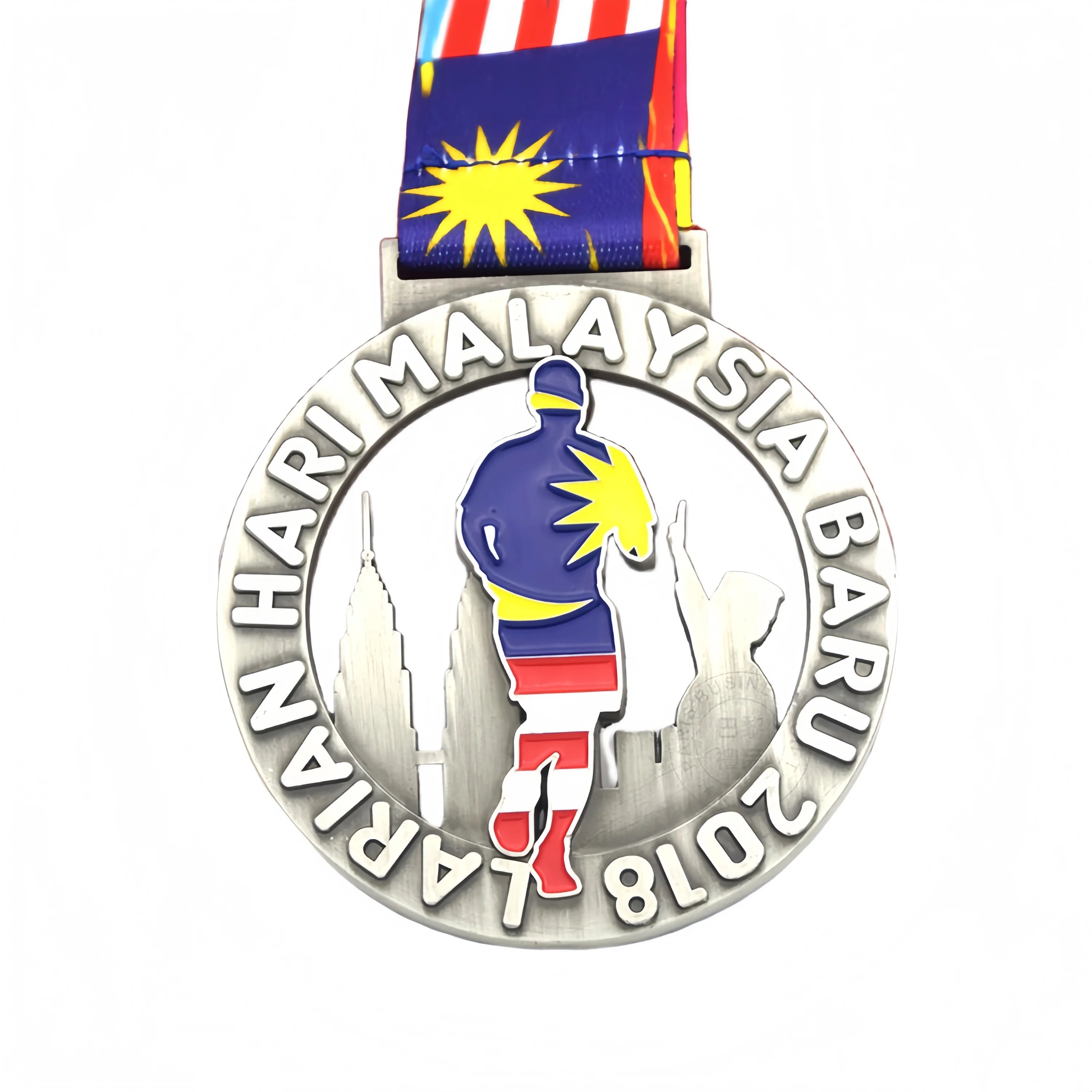 Custom Antique Silver Marathon Running Finisher Medals for Larian Hari Malaysia Baru