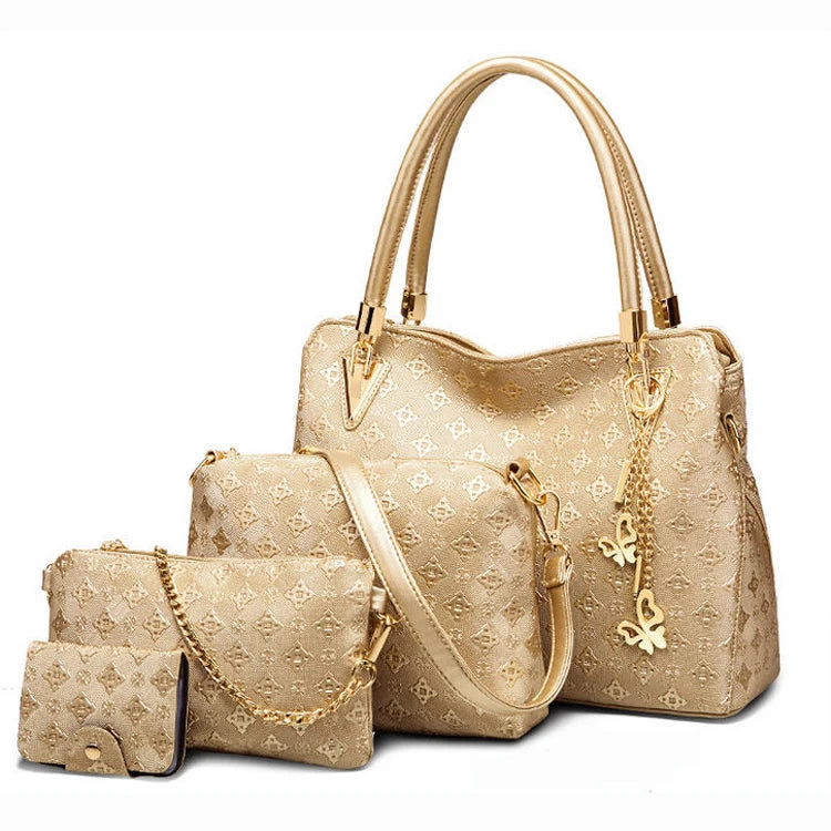 Custom Fashion Luxury Women Leather Handbag Wholesale Fashion Brand Designer Ladies 4 in 1 Set Handbags