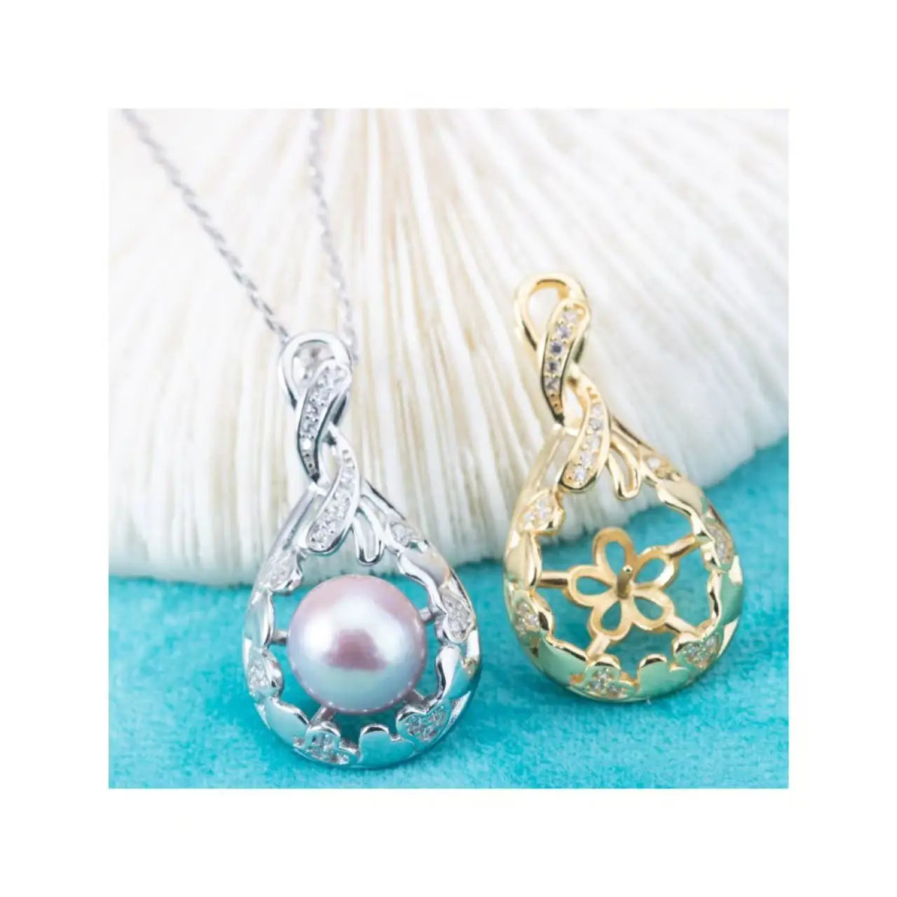 P010989 DIY 6-8mm Natural Freshwater Pearl Pendant Accessory 925 Sterling Silver Engagement Jewelry Necklace for Women