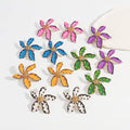 Fashion Spring and Summer Alloy Dripping Oil Floral Wave Dot Flower Earrings Colorful Sweet Studs Enamel Earrings for Women