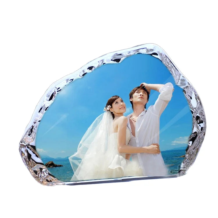 Wholesale New Design Personalized 3d Laser Engraving Crystal Photo Frame K9 clear Custom Crystal Iceberg Plaque Crystal Award
