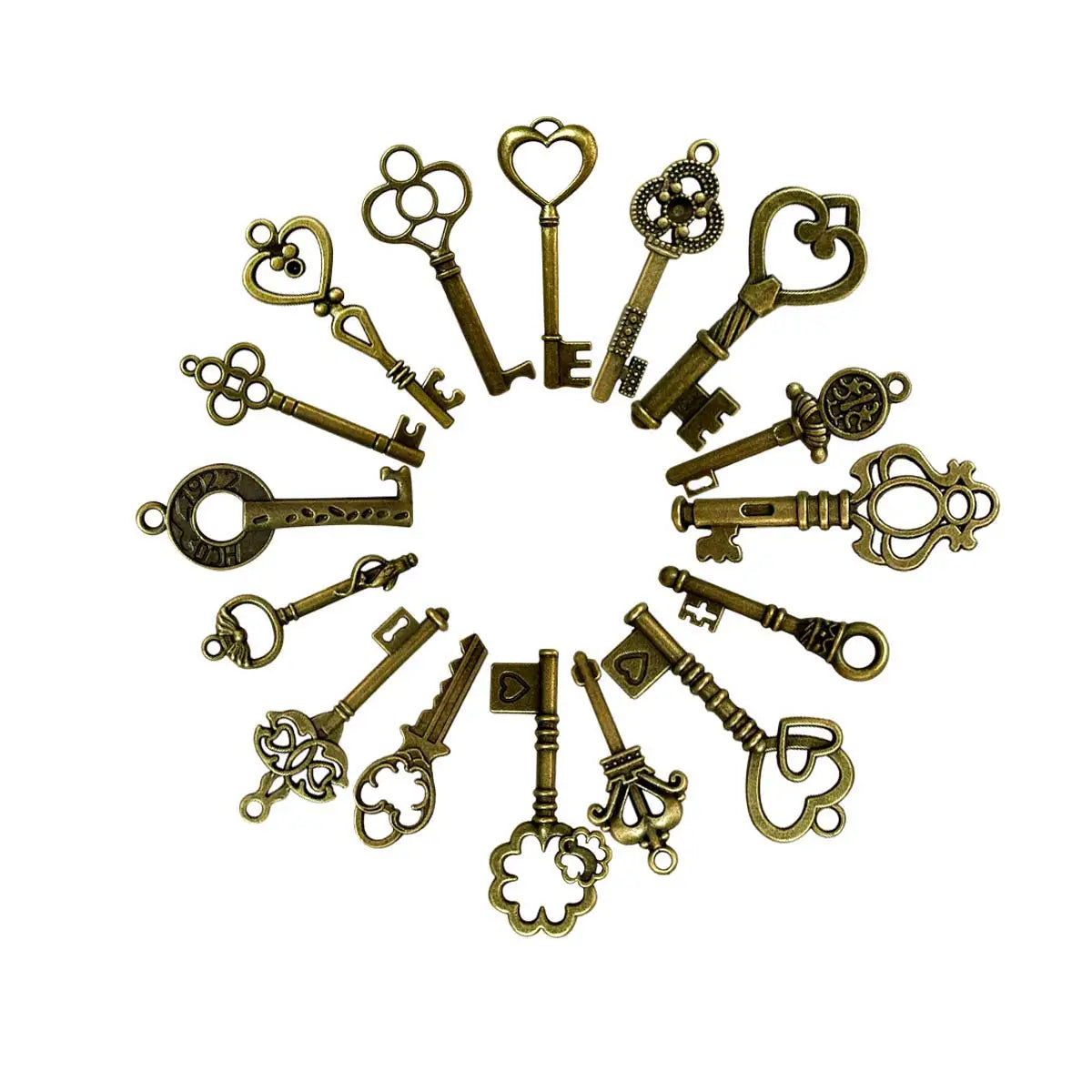 ACASA ARTO 40 Pcs Mixed Skeleton Keys Antique Style Bronze Vintage Key Chains Charms Small Birthday Party Christmas Decor