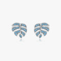 Original Design Plant Serie Fine Jewelry Pure 925 Sterling Silver Vintage Blue Turquoise Leaves Stud Earrings for Women