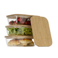 High Borosilicate Bamboo Wooden Lid Microwaveable Glass Lunch Box Fresh-keeping Bowl for Food Refrigerator Storage