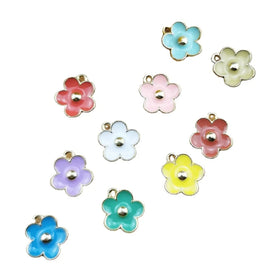Three-dimensional Flower Plants Charms Enamel Leaf Flower Charms for Jewelry Making
