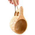 100% Handmade Natural Rubber Wood Nordic Kuksa Wood Mug with Rope 250ml Eco-Friendly WY Brand for Camping