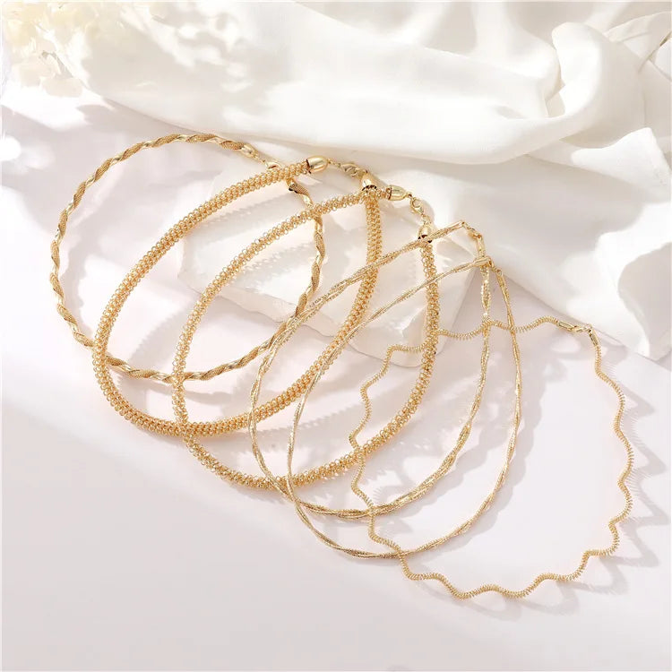 Wholesale Trendy Brass 14K Gold Plated Italian Wave Woven Women's Necklace Chains for Wedding Engagement Anniversary Gift