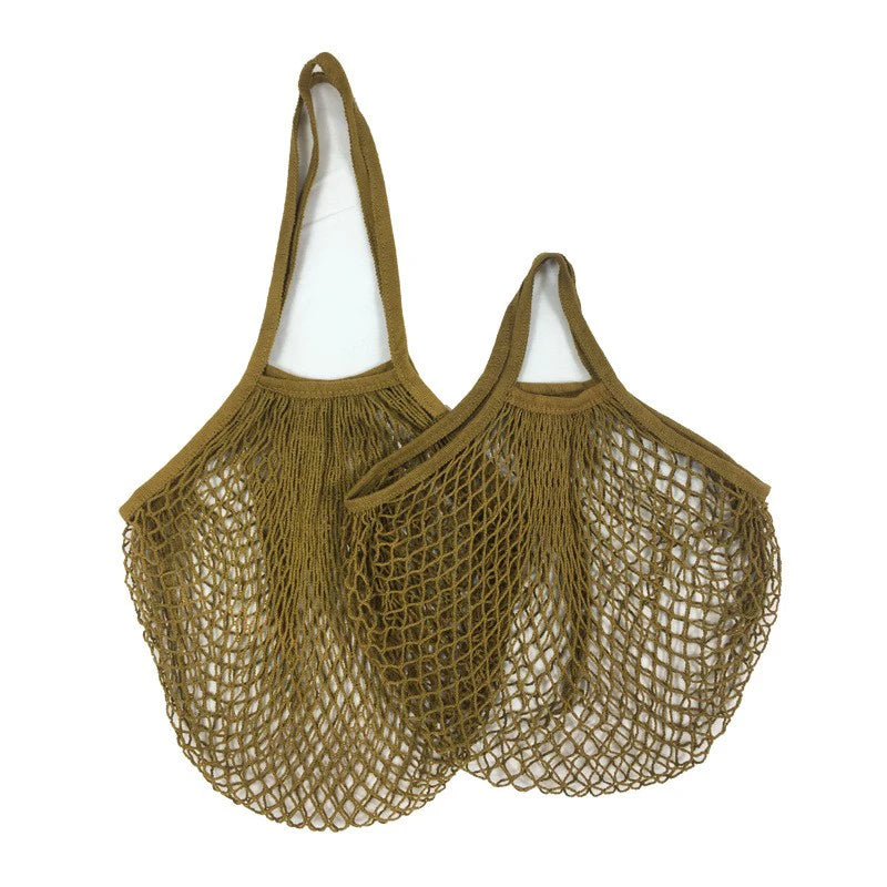 Ready to Ship Handle Washable Reusable Canvas Cotton String Fruit Mesh Net Bag Grocery Tote Mesh Bags for Vegetable