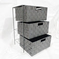 3-Layer Nylon Woven Storage Baskets with Iron Frame for Living Room Toy and Clothing Storage