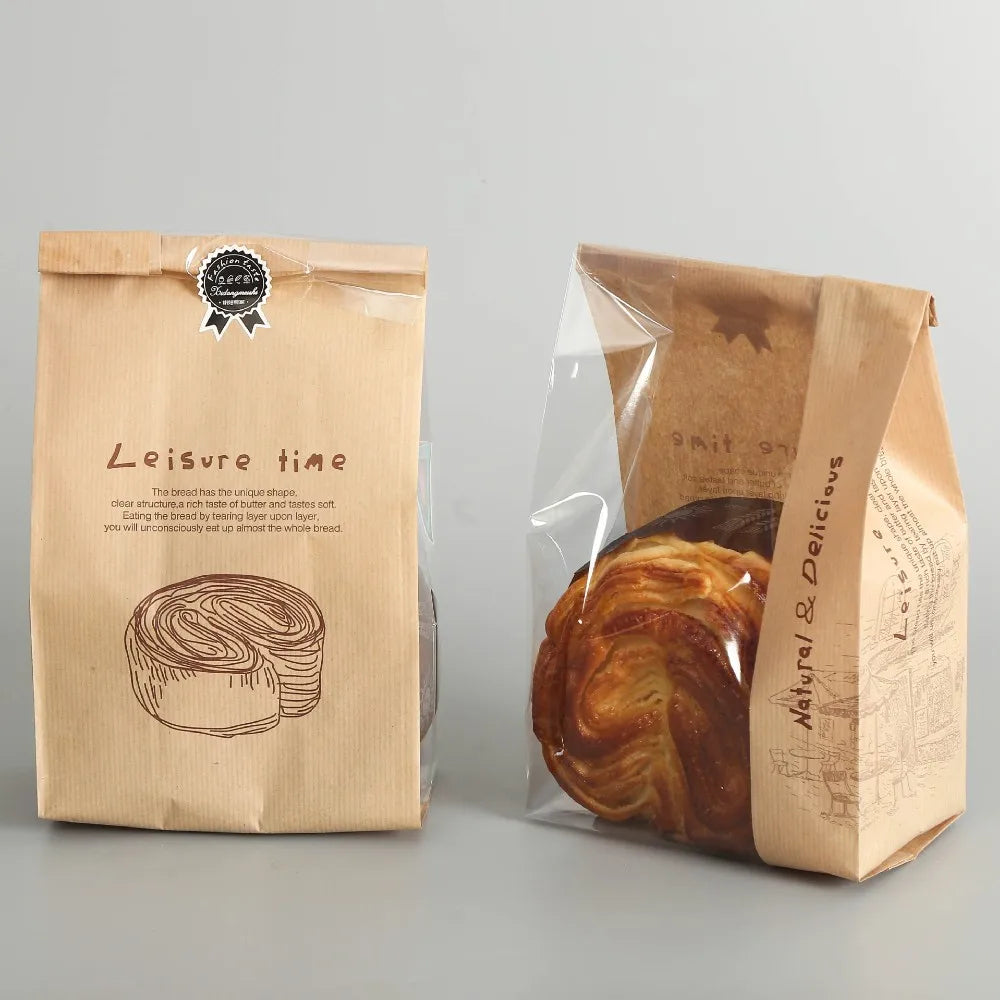 FTS Small Sizes White Paper Packaging Bag Food Grade Stand up Pouch for Toast Bread