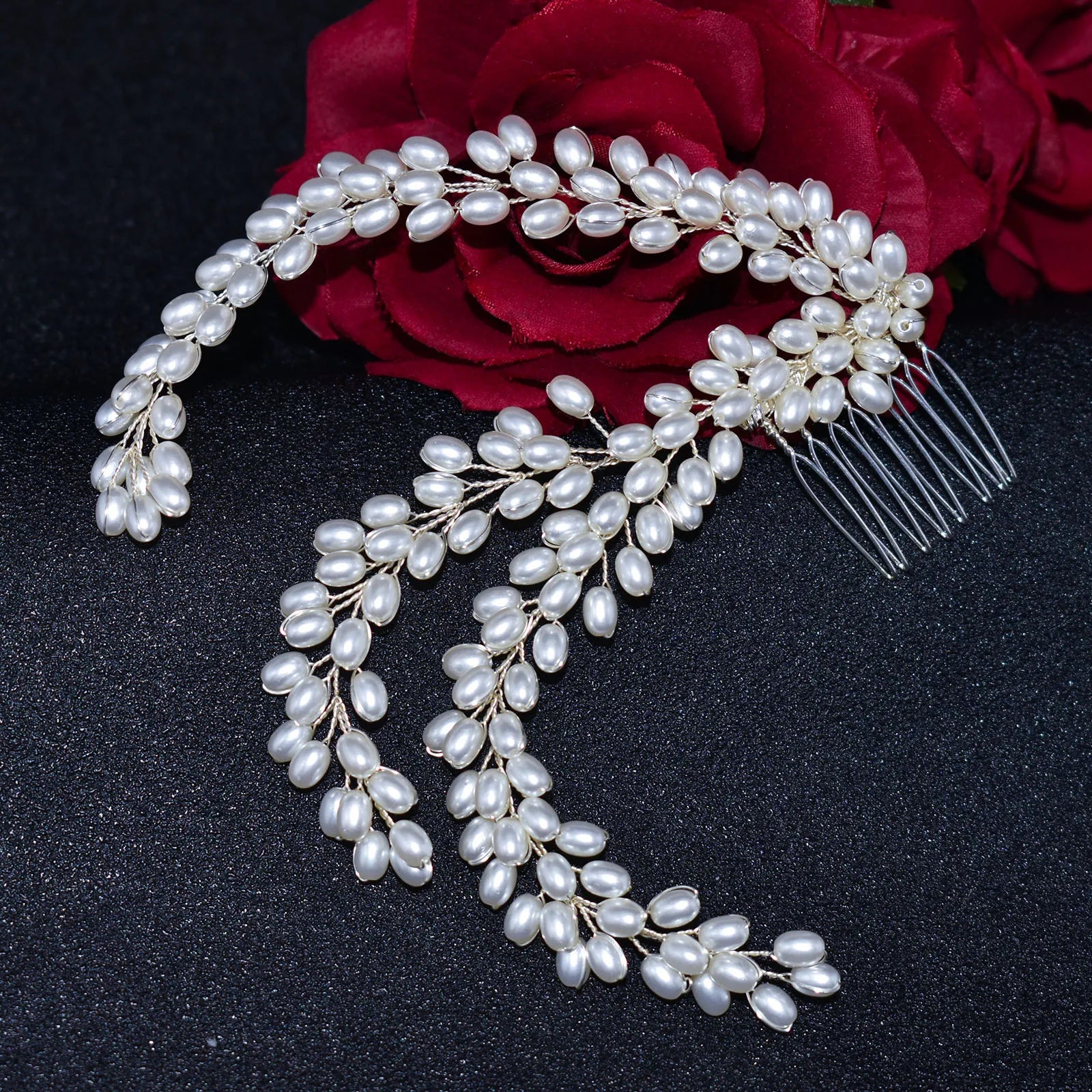 Crystal Wedding Hair Accessories Bridal Flower Headpiece Women Bride Pearl Hair Combs