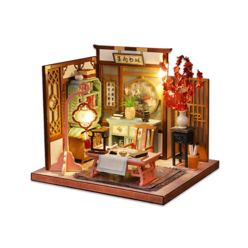 Doll Houses Birthday Gift Model Toy Antique Style Art Model Mini Doll House Wooden Doll House for Girls