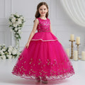 Shiny Beads Blue Girl Wedding Dress Fluffy Children's Princess Dress for Party Layered Styling Summer Dress Girl Party for 10Y