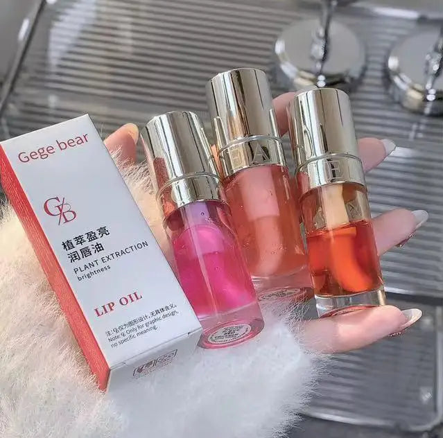 Private Label Hydrating Moisturizing Essence Lip Moisturizing Lip Glaze Gege Bear Plant Extract Gloss Transparent Tinted Lip Oil