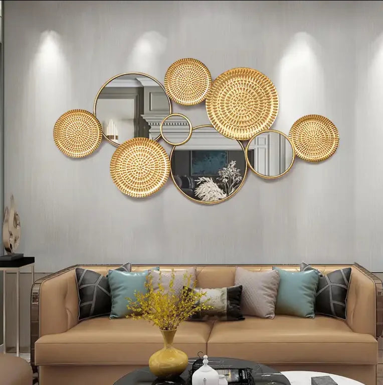 115*58cm Sales Light Luxury Style Sofa Background Metal Wall Hanging Mirror Gold Wall Mirror Decoration