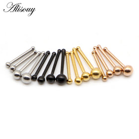 Alisouy Wholesale 316L Stainless Steel Ball Nose Stud Bar Piercing Pin Women's Nose Rings Trendy Wedding Gift Fashion Body