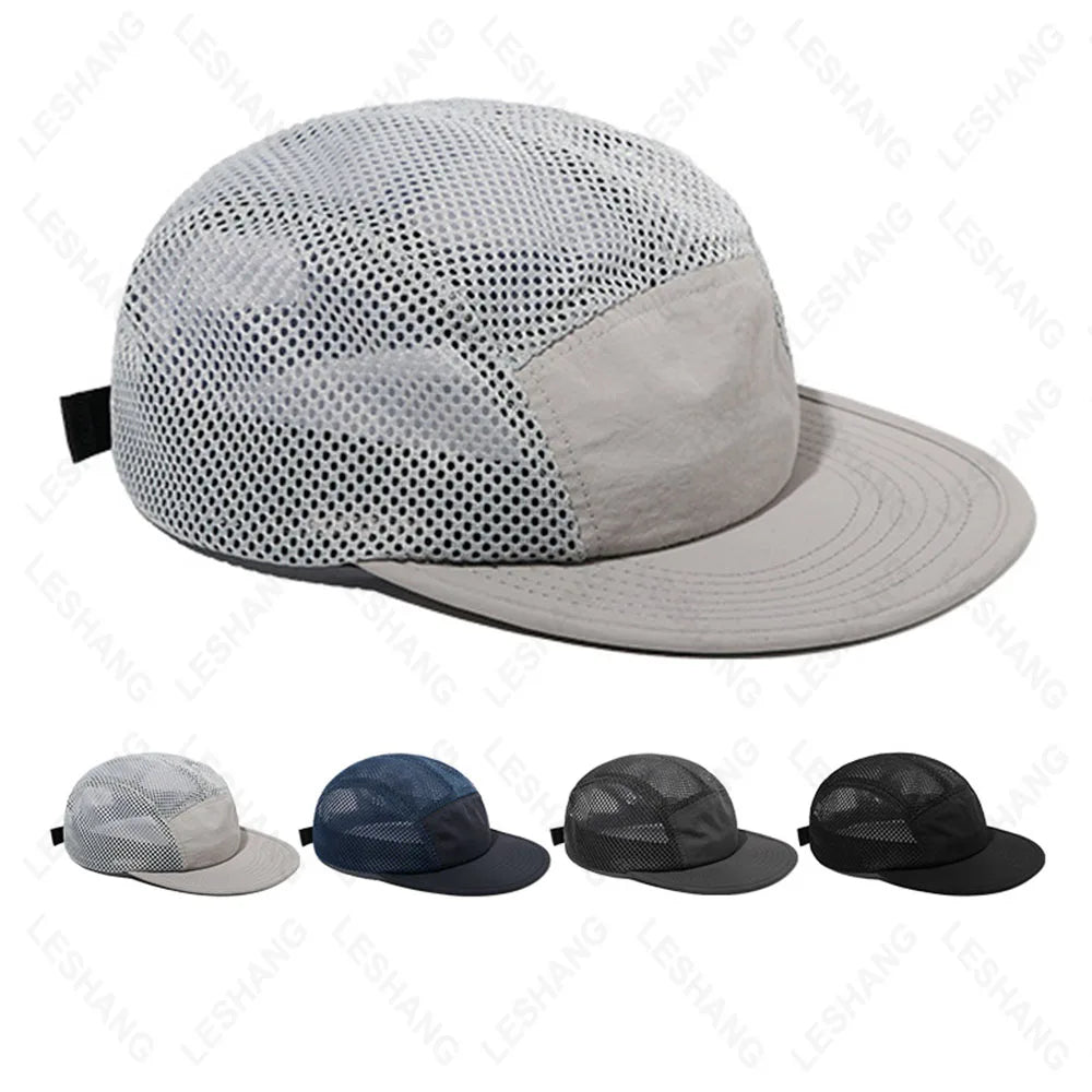 New Arrival Custom Logo Lightweight 5-Panel Nylon Mesh Trucker Hats Customizable Quick Dry Blank Dad Hats