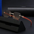 2024 New European American Polygon Sunglasses UV400 Wood Grain Leg Sunscreen Men Women Transparent/Brown Fashionable