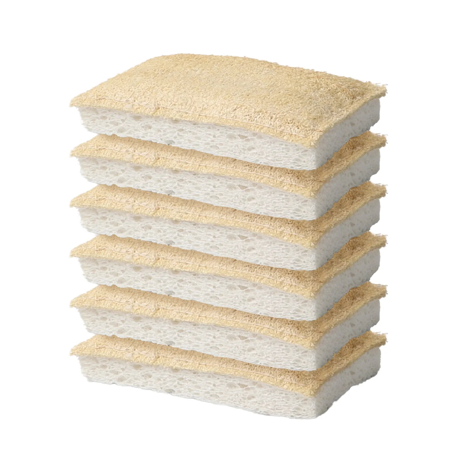 Woxin Eco-Friendly Plastic-Free Toxin-Free Heavy-Duty Non-Scratch Absorbent Dual-Sided Wood Pulp Loofah Scrub Pad Dish Sponge