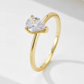 Wholesale 925 Sterling Silver Wedding Jewelry 14K Gold Plated Water Drop Shiny Cubic Zirconia Engagement Bands Rings for Women