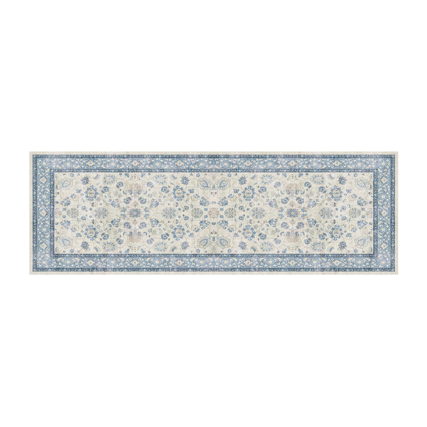 Vintage Distressed Kitchen Entrance Runner Rug Low Pile Non-Shedding Soft Non-Slip Machine Made Washable for Hallway