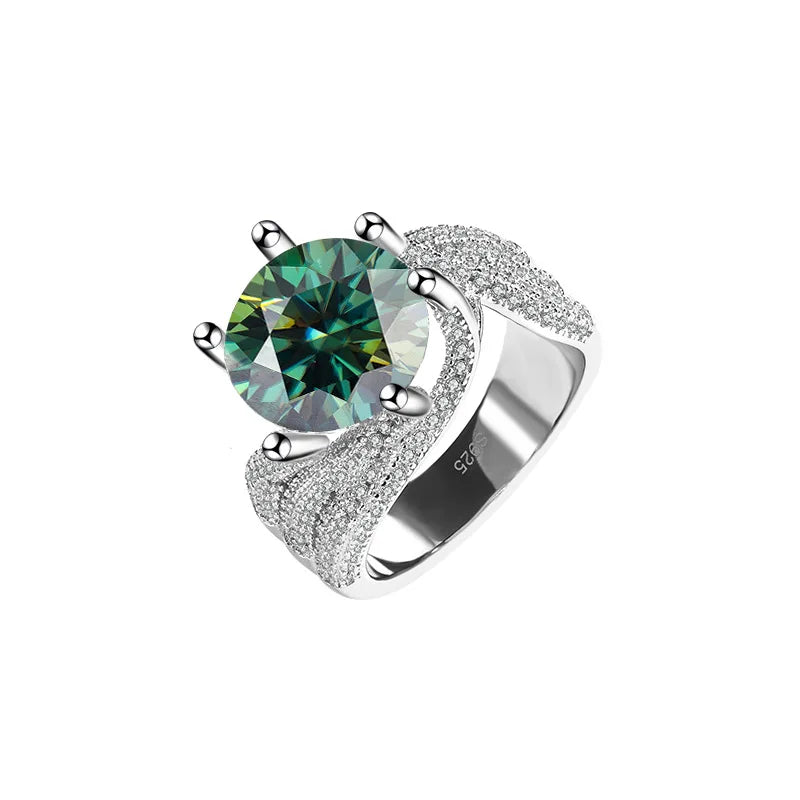 Factory Wholesale 5carat Full Diamond Inlaid With Massanite D Color 925 Sterling Silver Plated 18k White Gold Plated Ring