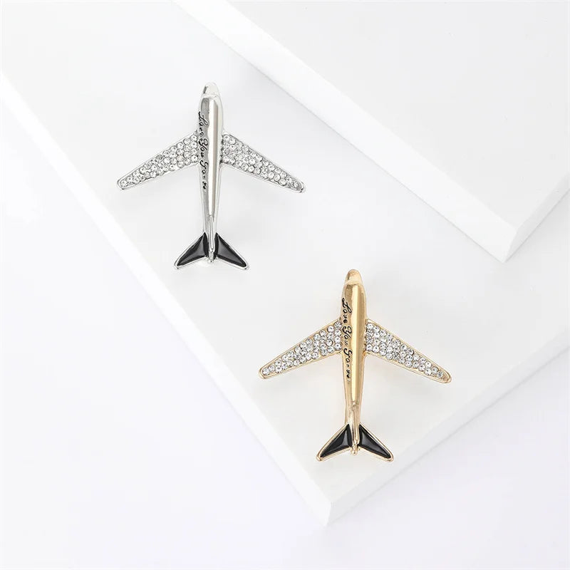 Japanese and Korean High-grade Diamond-studded Aircraft Brooch Alloy Jewelry Brooch