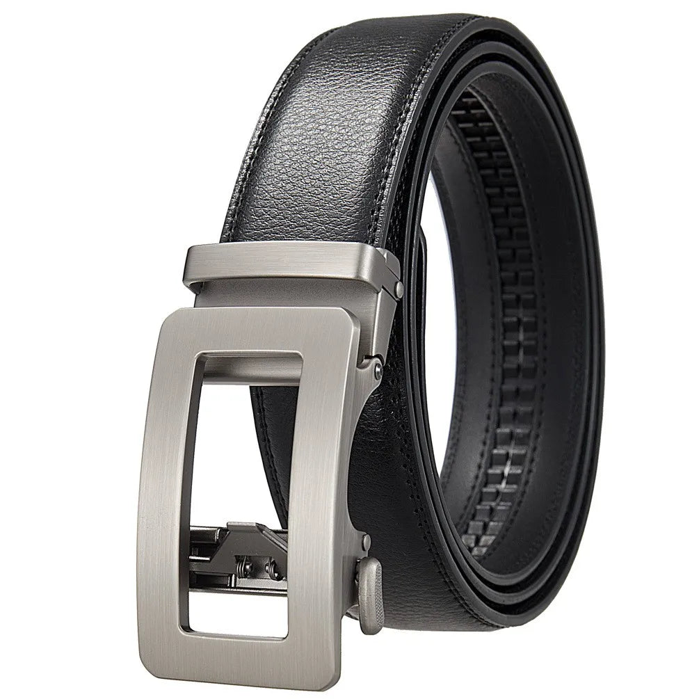 LQbelt Genuine Leather Cowhide Belt Men's Automatic Buckle Belts for Men Hollow Out Wholesale Stock Custom logo Factory