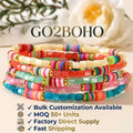 Go2boho Wholesale Fashion Handmade Jewelry Multicolor Shell Beads Heishi Polymer Clay Stretch Beaded Bracelets for Women Gifts