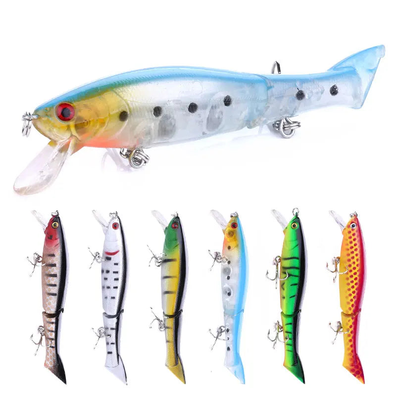 Hard Plastic & Metal 3D Eyes Rattled Vivid Lifelike Jointed Fishing Lure Swim Bait for River and Lake with Strong Hooks