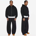 Manufacturer Custom 100% Cotton Men's Oversized Hoodie 500 Gsm Heavyweight Drop Shoulder with Double Zipper and Hooded Collar