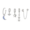 Wholesale 925 Sterling Silver Trendy Star Moon Luxury Zircon Earring Stud Irregular Needle Design for Girls Daily Wear
