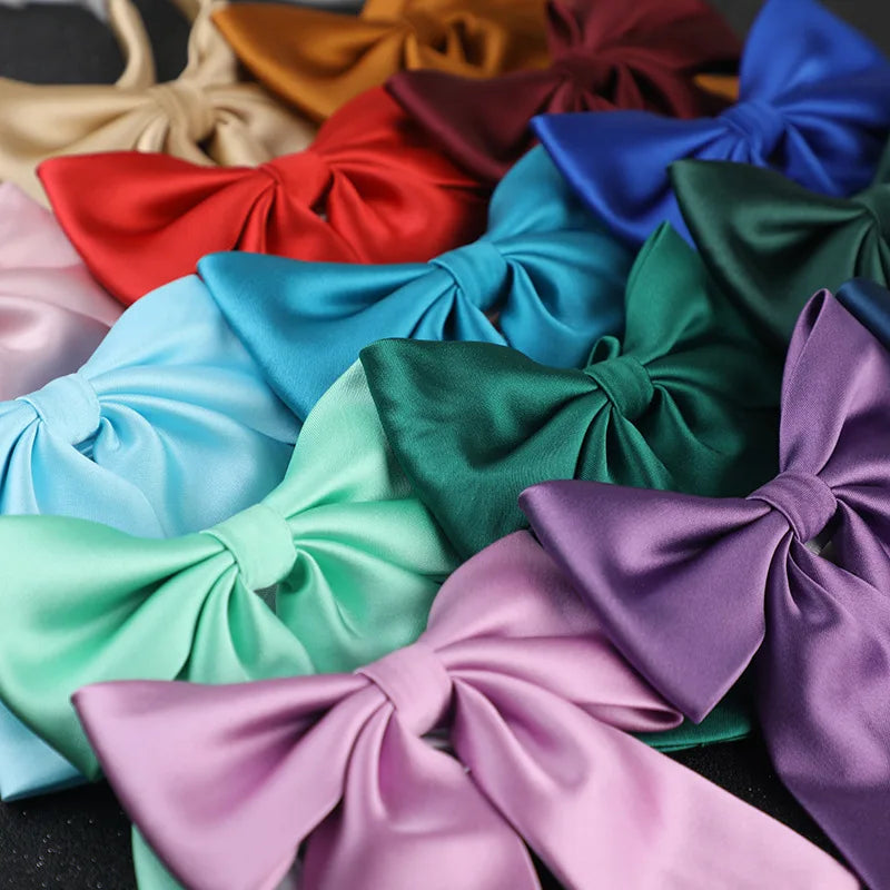18 Colors Women Girls Solid Bow Tie Ribbon Polyester Soft Adjustable Breathable Red Blue Purple Black Pink Butterfly Accessories