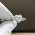 Silver 925 Original 2 Carat Excellent Cut Diamond Test Past Sparkling D Color Heart Moissanite Ring Brilliant Gemstone Jewelry