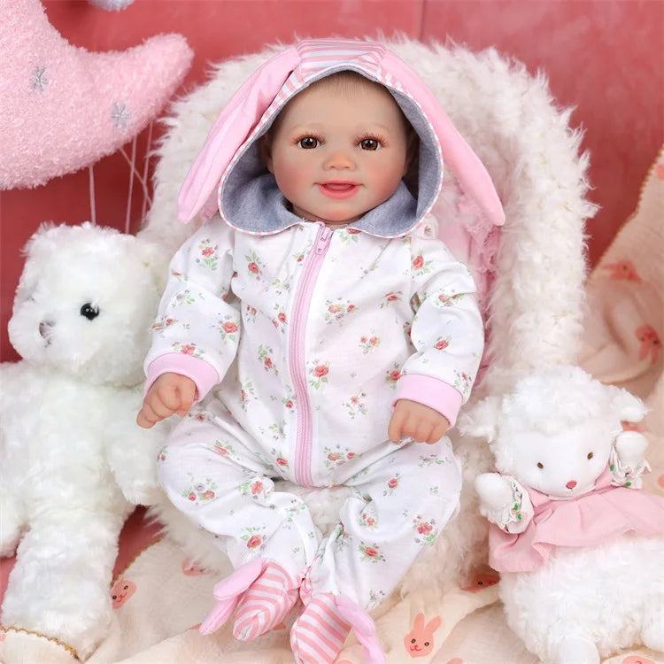 Babeside Sunny 17" Authentic Girl Reborn Vinyl Doll Soft Toy Mini Fashion Model DIY Toy with Cloth Torso