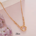 HOVANCI 18k Gold-Plated Stainless Steel Necklace Irregular Circular Pendant O Circle Shape Flower Thin Chains for Wedding Gift