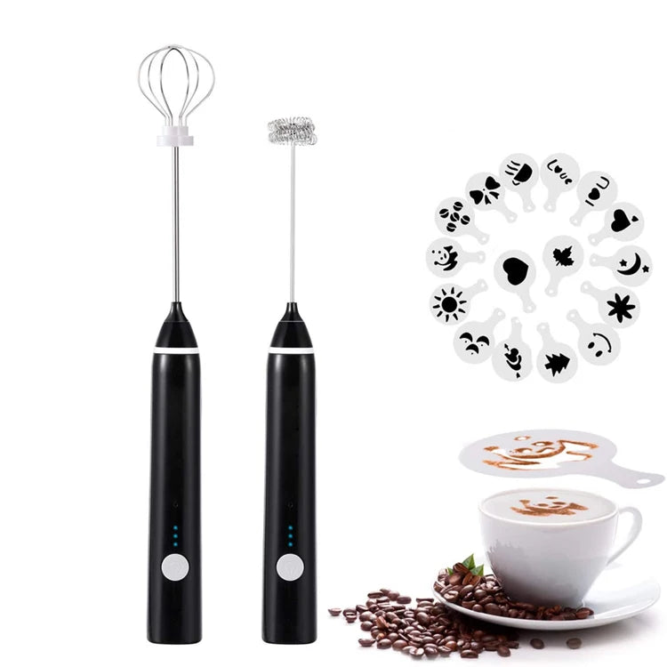 2 Whisks Stainless Steel Handheld Rechargeable Milk Foamer Milk Frother  Automatic Electric Milk Frother