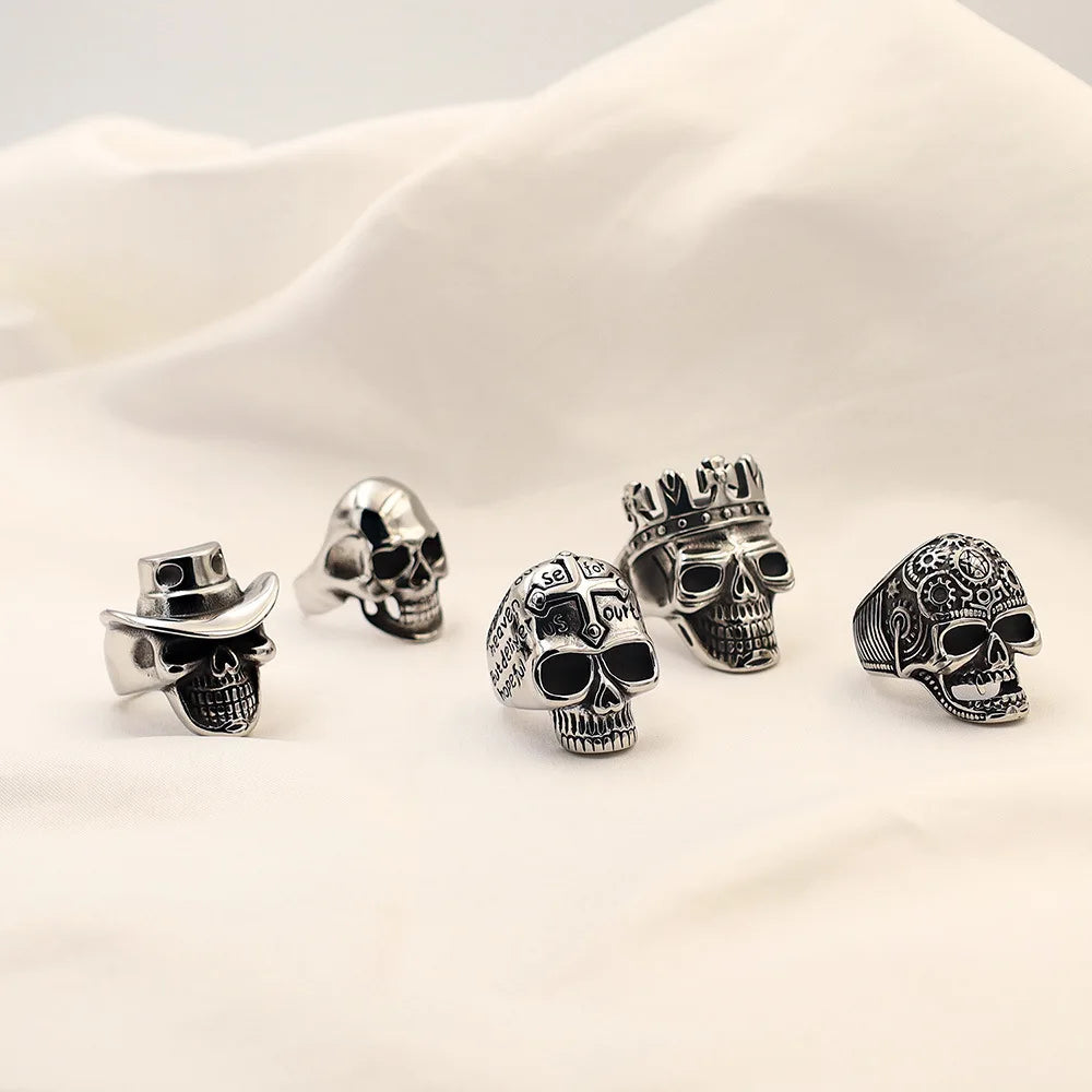 Wholesale Jewelry Personality Trend Punk Eagle Head Rings Men Retro Stainless Steel Skull Ring