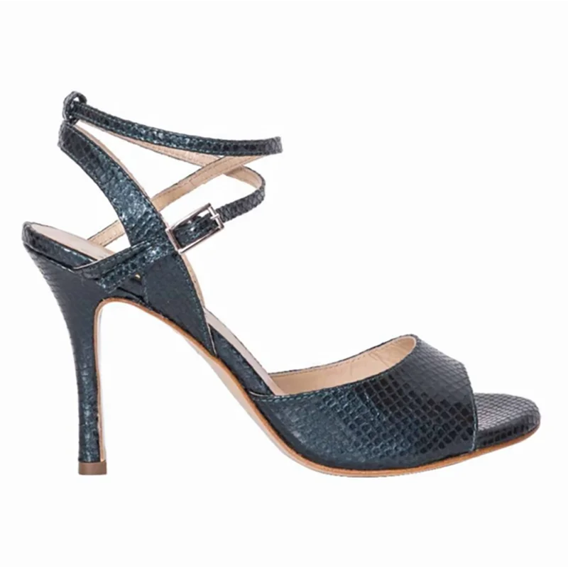 New Arrival Professional Latin Dance Women's Salsa Ballroom Shoes Black Leather 10cm Heel Size US 4-12 Evkoodance Cotton Lining