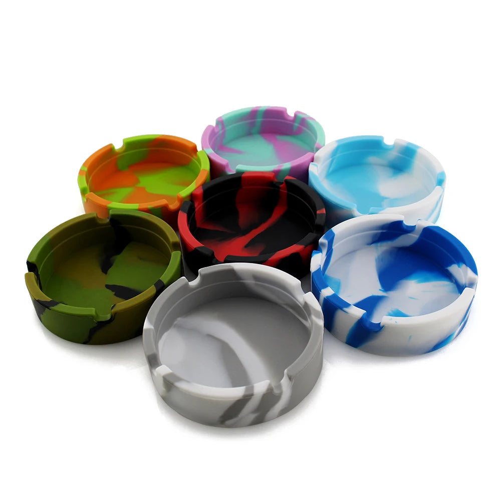 Colorful Cute Eco-friendly Round Durable Drop-resistant Custom Silicone Ashtray