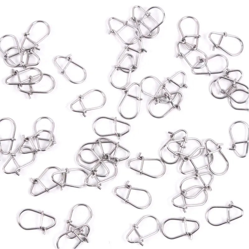 100pcs/bag Snaps Duo-lock Snap Fishing Accessories Hooked Snap Pin 304 Stainless Steel Barrel Swivel Snaps Safety Pin