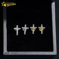Factory Directly Low Price 18k Gold Plated Silver Moissanite Diamond Mens Cross Studs Earrings