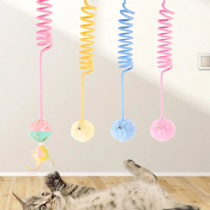 Brand New Interactive Cat Toy with Suction Cup & Spring Retractable Elastic String Rabbit Fur Ball Cat Teaser for Boredom Relief
