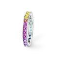 New Dainty Fine Jewelry Rings 925 Silver Rainbow Couple Ring