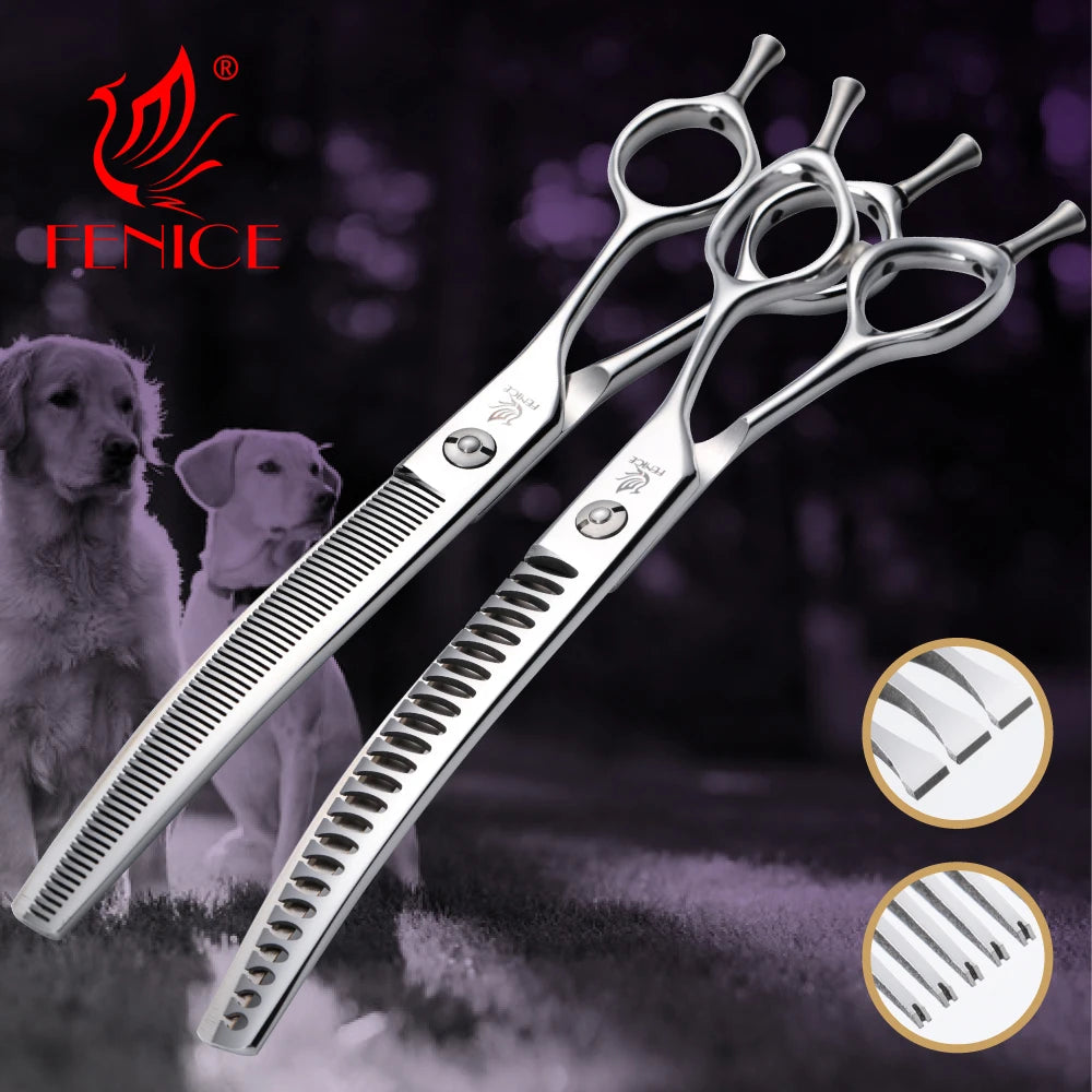 Fenice 7/7.5 Inch  High Quality Professional Pet Hair Scissors Thinning Shears Pet Hair Scissors Tool JP440C