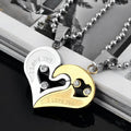2 Pcs/Set Couple Necklace Pendant Love Heart Puzzle Matching Two Halves Heart for Lovers Memorial Day Gift Paired Necklace